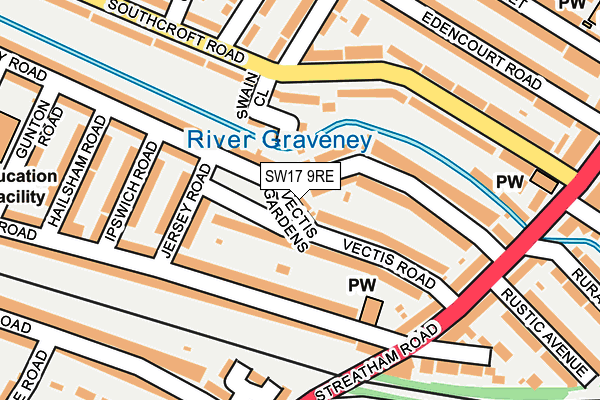 SW17 9RE map - OS OpenMap – Local (Ordnance Survey)