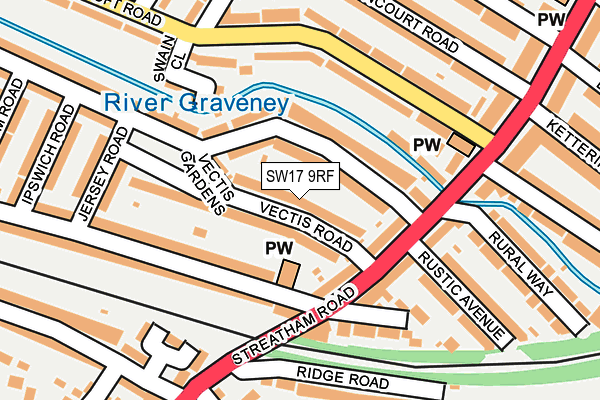 SW17 9RF map - OS OpenMap – Local (Ordnance Survey)