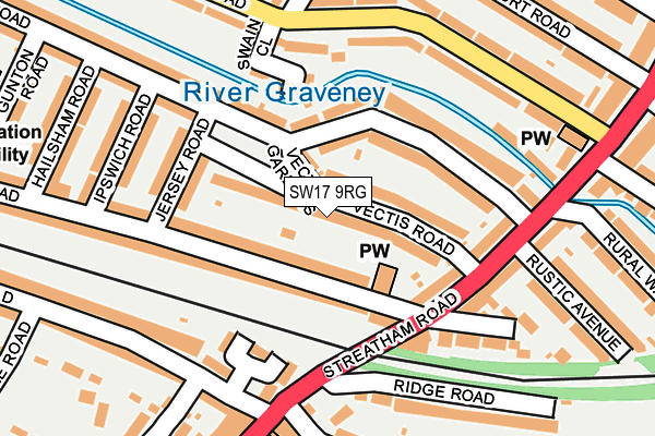 SW17 9RG map - OS OpenMap – Local (Ordnance Survey)