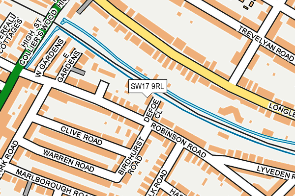 SW17 9RL map - OS OpenMap – Local (Ordnance Survey)