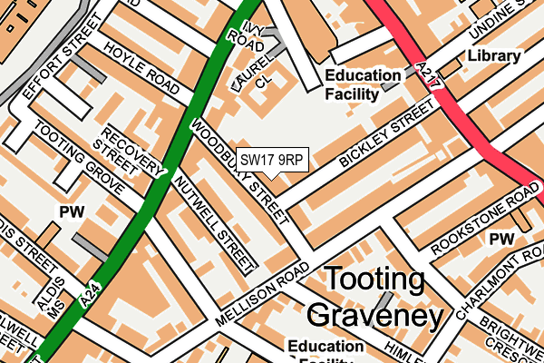 SW17 9RP map - OS OpenMap – Local (Ordnance Survey)