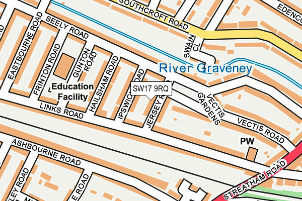 SW17 9RQ map - OS OpenMap – Local (Ordnance Survey)