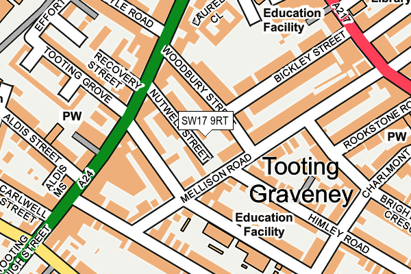 SW17 9RT map - OS OpenMap – Local (Ordnance Survey)