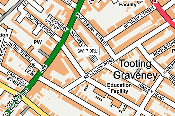 SW17 9RU map - OS OpenMap – Local (Ordnance Survey)