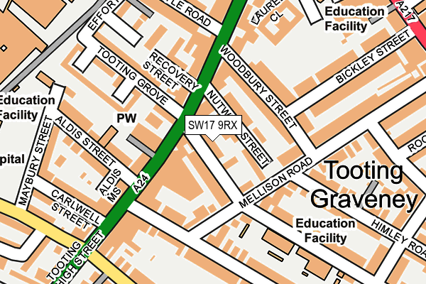 SW17 9RX map - OS OpenMap – Local (Ordnance Survey)