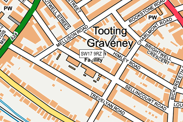 SW17 9RZ map - OS OpenMap – Local (Ordnance Survey)