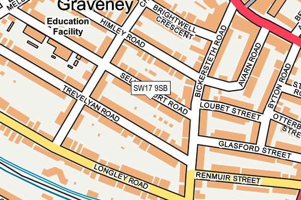 SW17 9SB map - OS OpenMap – Local (Ordnance Survey)