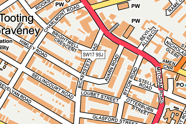 SW17 9SJ map - OS OpenMap – Local (Ordnance Survey)