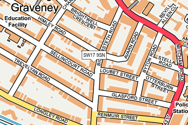 SW17 9SN map - OS OpenMap – Local (Ordnance Survey)