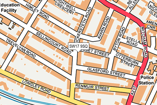 SW17 9SQ map - OS OpenMap – Local (Ordnance Survey)