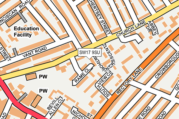SW17 9SU map - OS OpenMap – Local (Ordnance Survey)