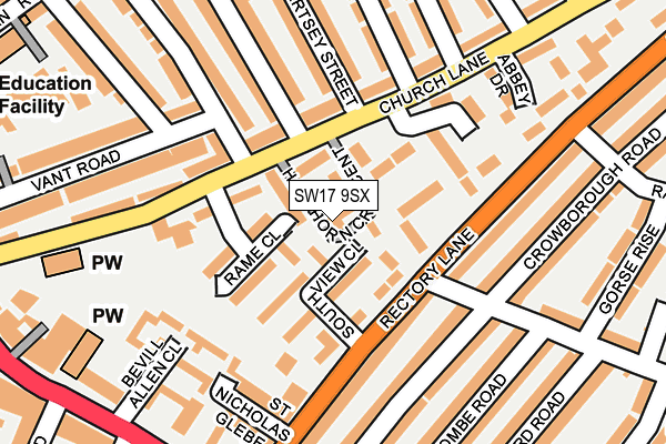 SW17 9SX map - OS OpenMap – Local (Ordnance Survey)