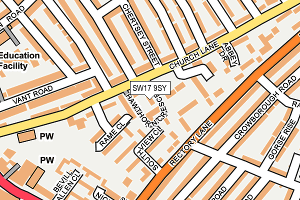 SW17 9SY map - OS OpenMap – Local (Ordnance Survey)