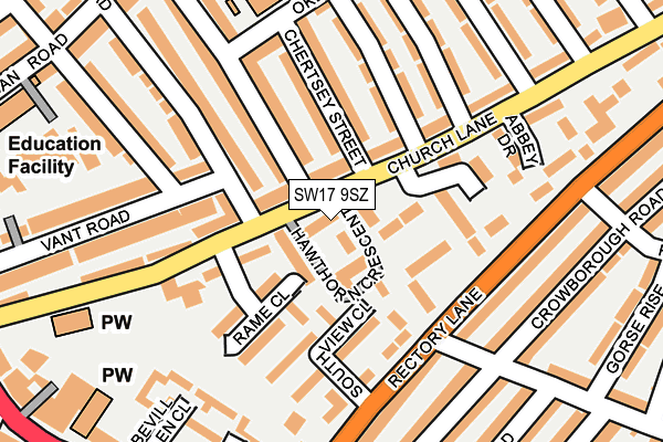 SW17 9SZ map - OS OpenMap – Local (Ordnance Survey)