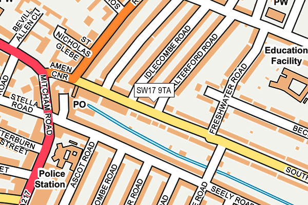 SW17 9TA map - OS OpenMap – Local (Ordnance Survey)
