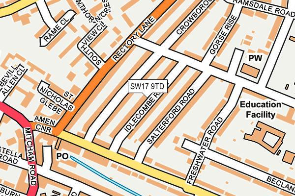 SW17 9TD map - OS OpenMap – Local (Ordnance Survey)