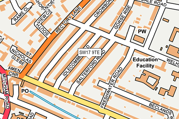 SW17 9TE map - OS OpenMap – Local (Ordnance Survey)