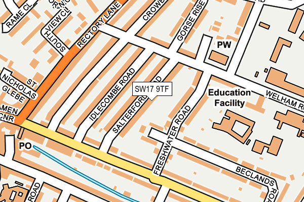 SW17 9TF map - OS OpenMap – Local (Ordnance Survey)