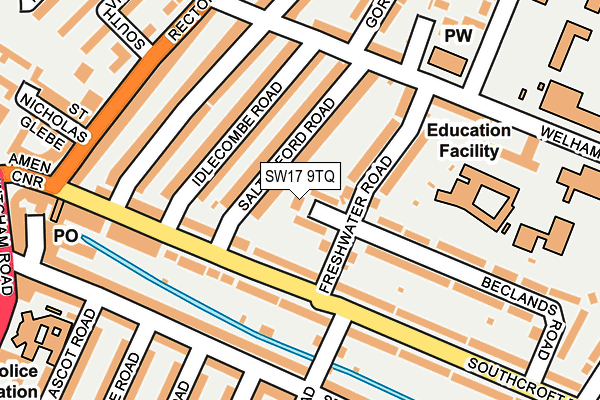 SW17 9TQ map - OS OpenMap – Local (Ordnance Survey)