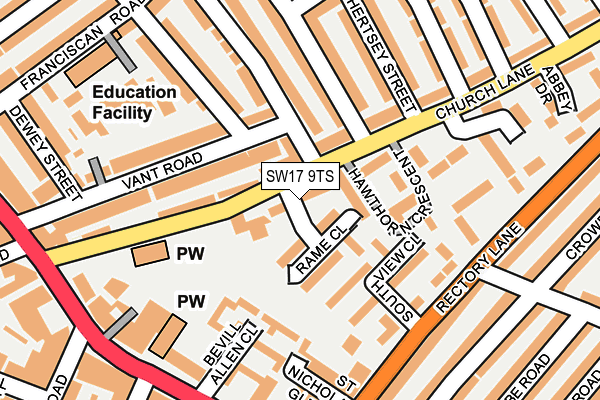 SW17 9TS map - OS OpenMap – Local (Ordnance Survey)