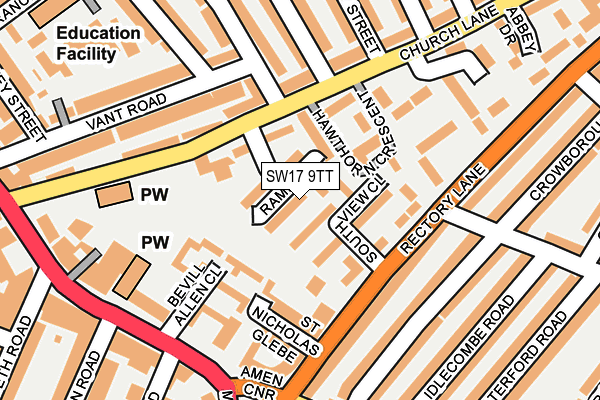 SW17 9TT map - OS OpenMap – Local (Ordnance Survey)