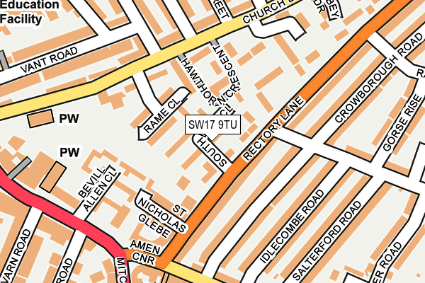 SW17 9TU map - OS OpenMap – Local (Ordnance Survey)