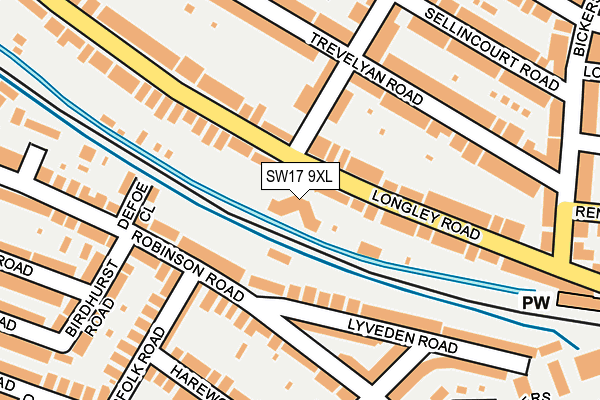 SW17 9XL map - OS OpenMap – Local (Ordnance Survey)