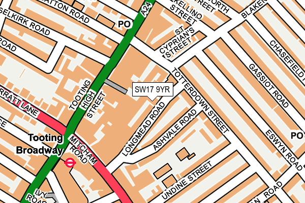 SW17 9YR map - OS OpenMap – Local (Ordnance Survey)
