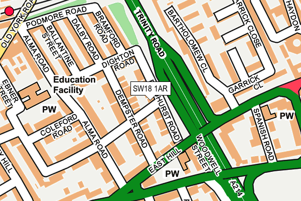 SW18 1AR map - OS OpenMap – Local (Ordnance Survey)