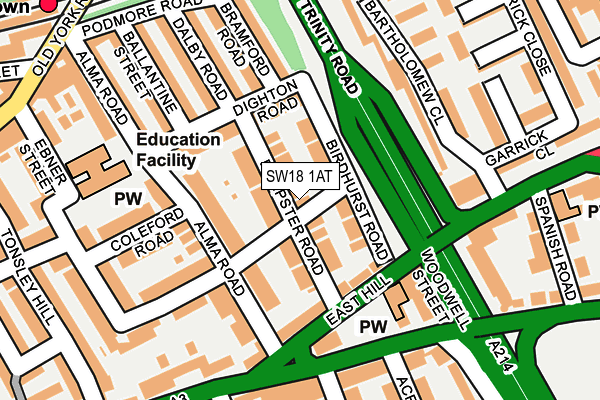 SW18 1AT map - OS OpenMap – Local (Ordnance Survey)