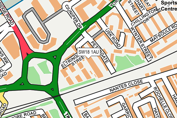 SW18 1AU map - OS OpenMap – Local (Ordnance Survey)
