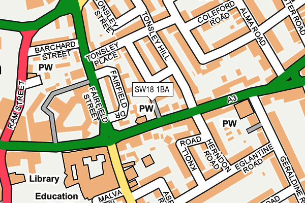 SW18 1BA map - OS OpenMap – Local (Ordnance Survey)