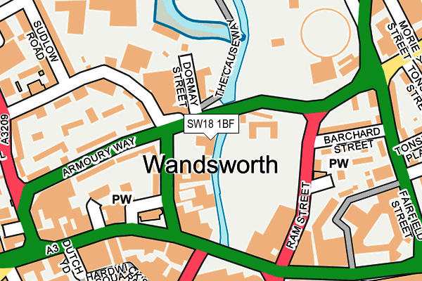 SW18 1BF map - OS OpenMap – Local (Ordnance Survey)