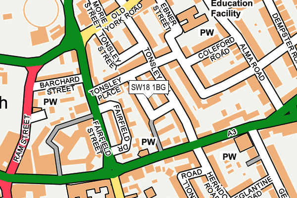 SW18 1BG map - OS OpenMap – Local (Ordnance Survey)