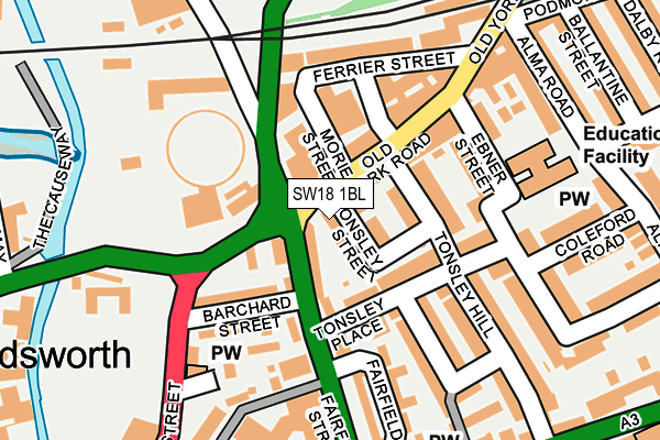 SW18 1BL map - OS OpenMap – Local (Ordnance Survey)