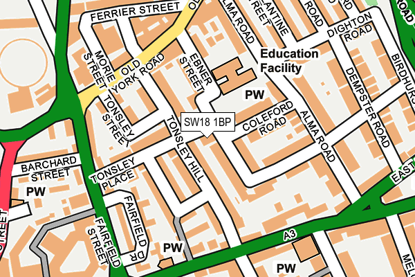 SW18 1BP map - OS OpenMap – Local (Ordnance Survey)