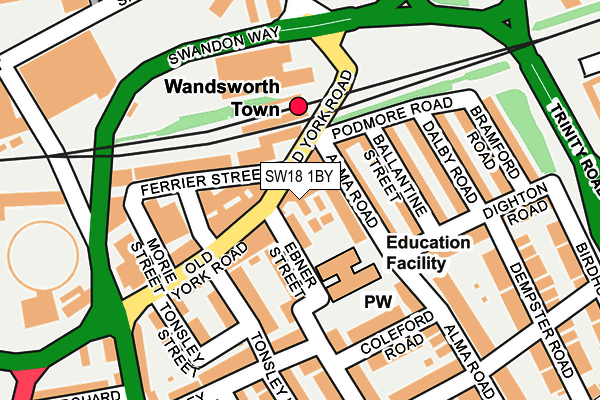 SW18 1BY map - OS OpenMap – Local (Ordnance Survey)