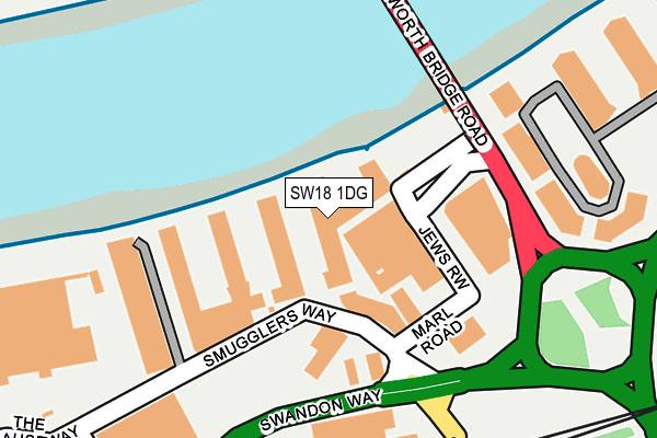 SW18 1DG map - OS OpenMap – Local (Ordnance Survey)