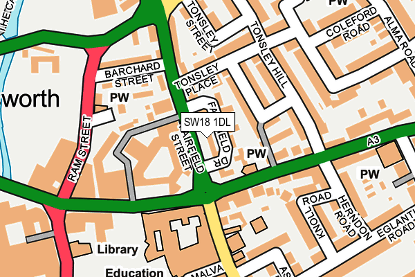 SW18 1DL map - OS OpenMap – Local (Ordnance Survey)