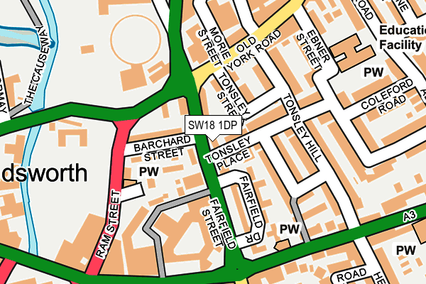 SW18 1DP map - OS OpenMap – Local (Ordnance Survey)