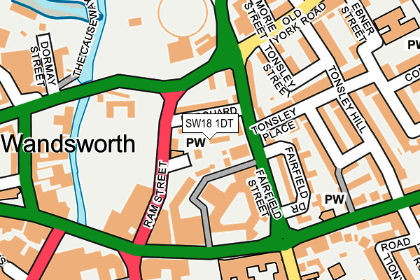 SW18 1DT map - OS OpenMap – Local (Ordnance Survey)