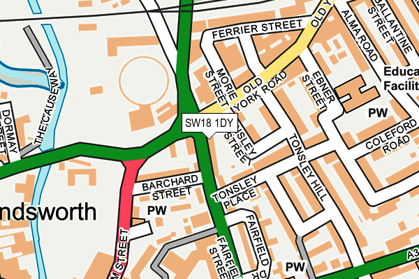 SW18 1DY map - OS OpenMap – Local (Ordnance Survey)