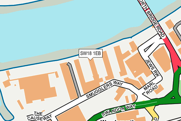 SW18 1EB map - OS OpenMap – Local (Ordnance Survey)