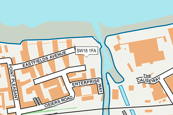 SW18 1FA map - OS OpenMap – Local (Ordnance Survey)