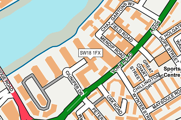 SW18 1FX map - OS OpenMap – Local (Ordnance Survey)