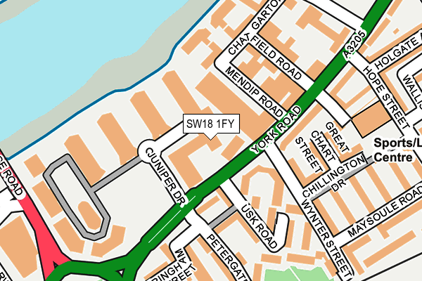 SW18 1FY map - OS OpenMap – Local (Ordnance Survey)