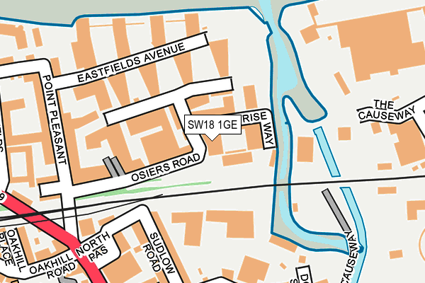 SW18 1GE map - OS OpenMap – Local (Ordnance Survey)