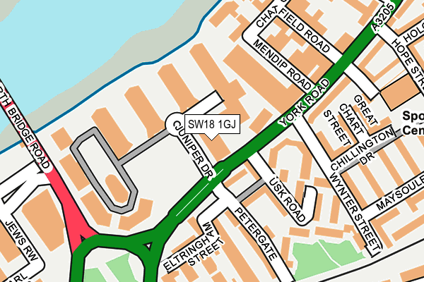 SW18 1GJ map - OS OpenMap – Local (Ordnance Survey)