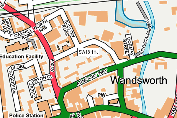 SW18 1HJ map - OS OpenMap – Local (Ordnance Survey)