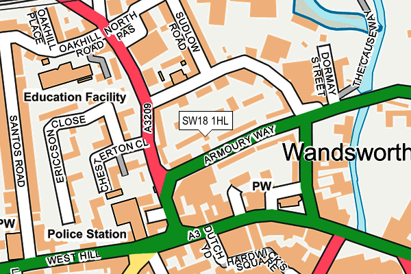 SW18 1HL map - OS OpenMap – Local (Ordnance Survey)